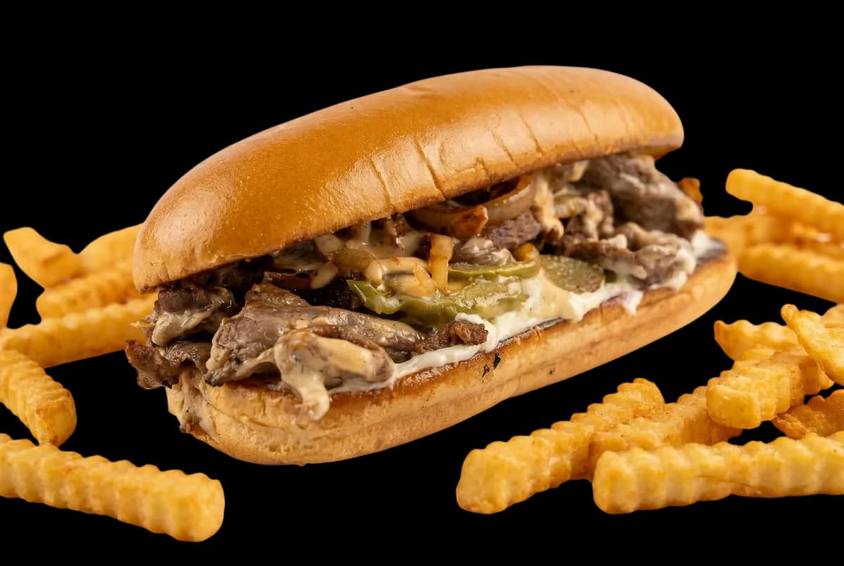 Philly Cheese sandwich menu item.